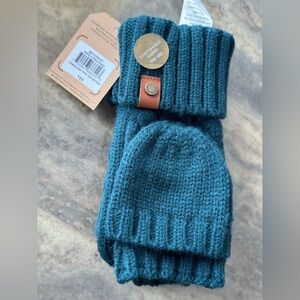 Frye & Co Convertible Mittens Cable Knit Teal One Size NWT